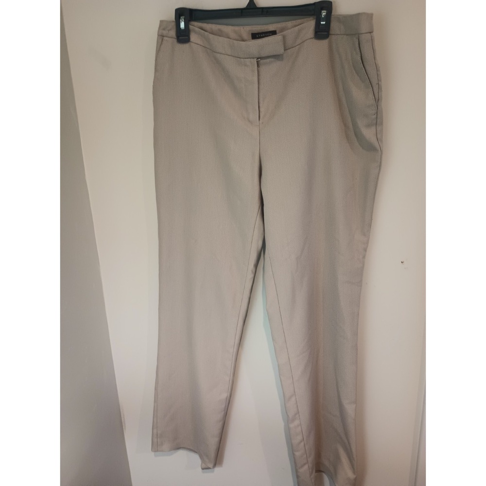 Jones New York Womens 12 Tan Beige Stretch Dress Pants Flat Front Career Office
